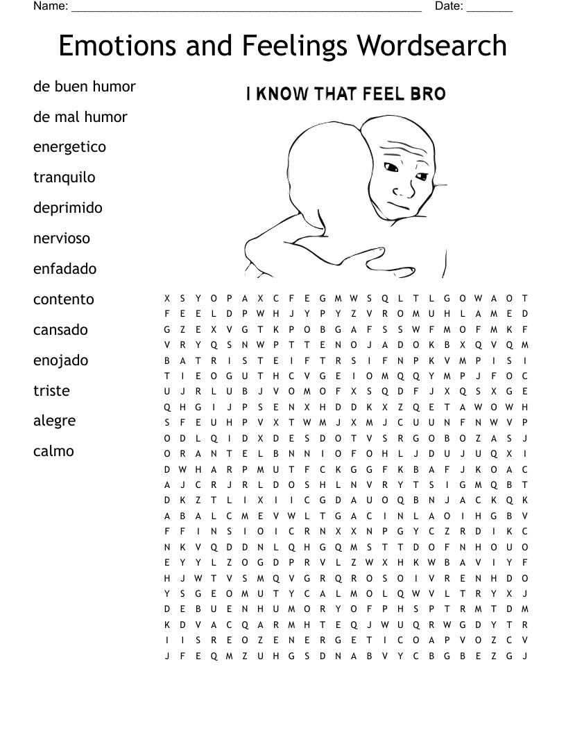Emotions Feelings Word Search WordMint