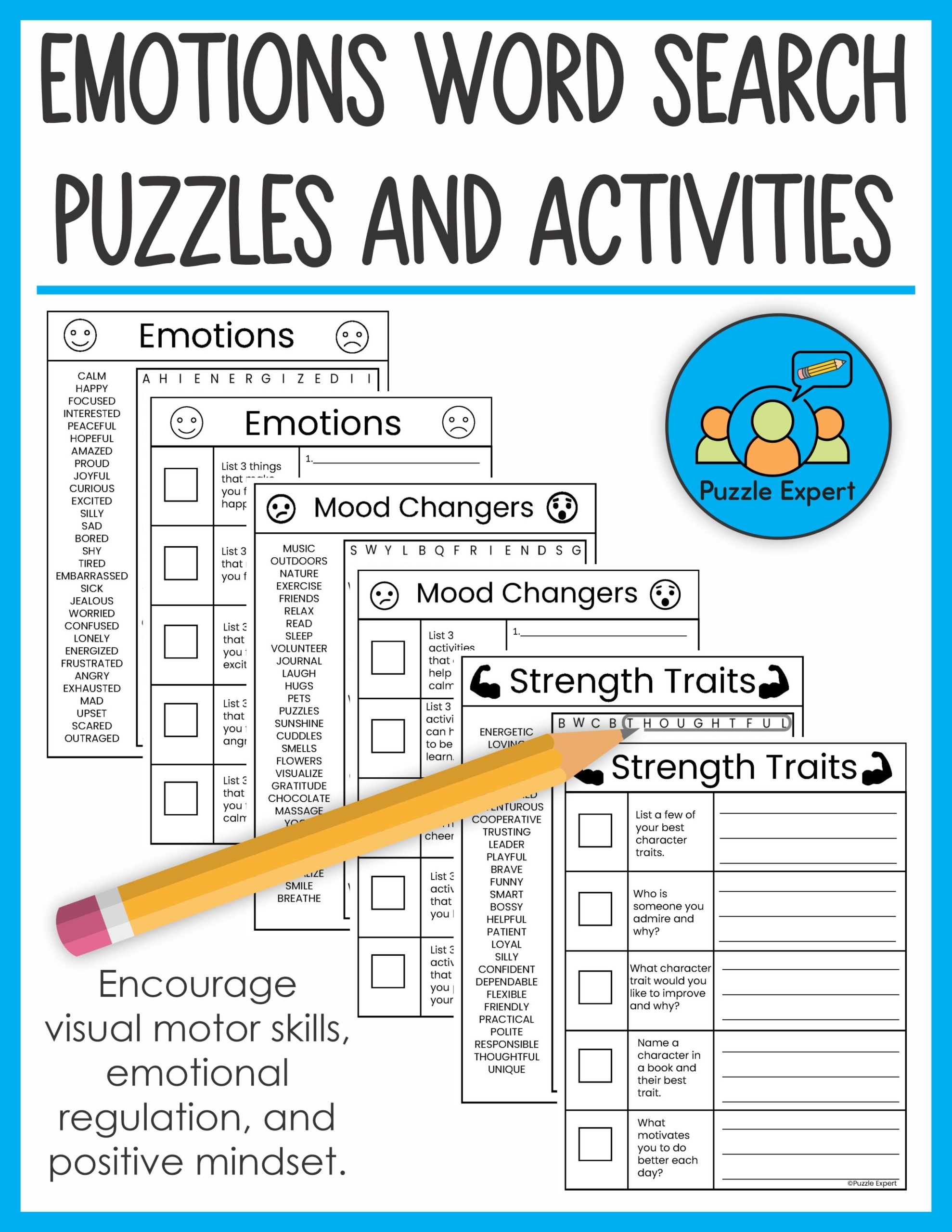 Emotions Word Search And Activities Packet Your Therapy Source