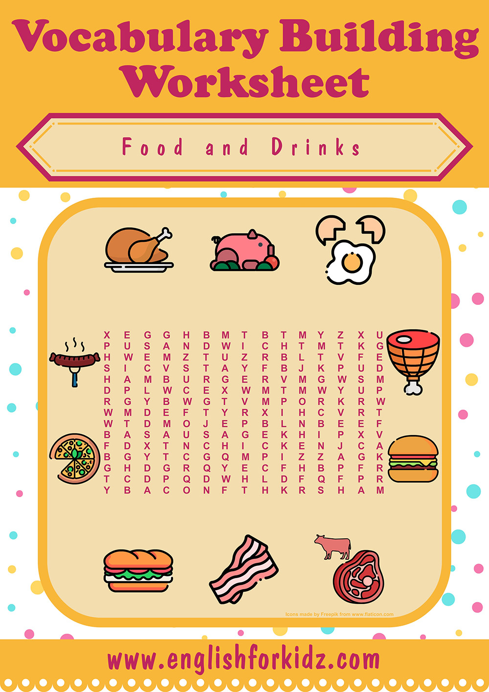 Food Word Search Puzzles Printable