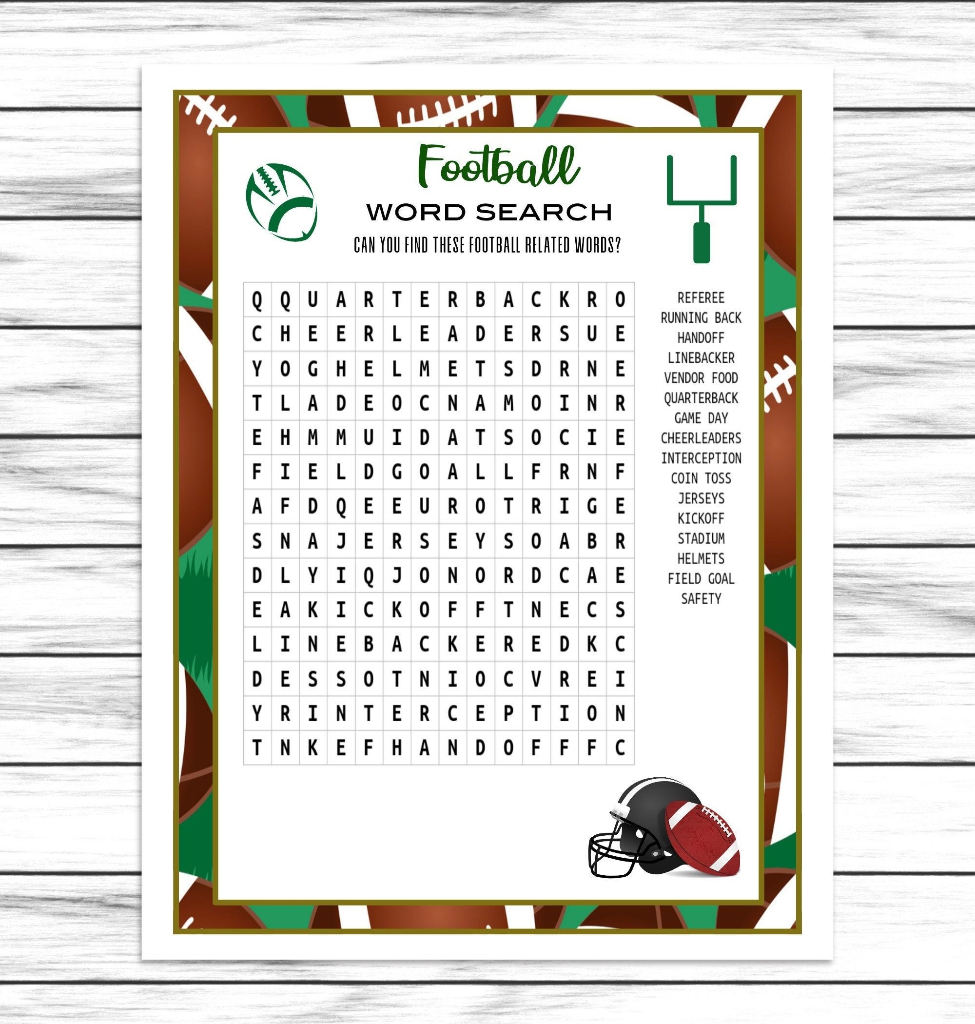 English Purchases Football Teams Word Search