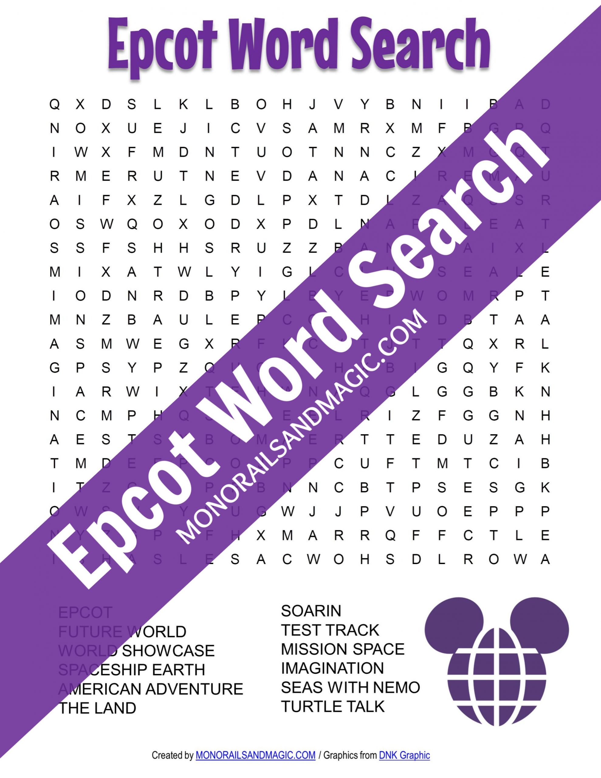 Epcot Word Search Free Printable Monorails And Magic