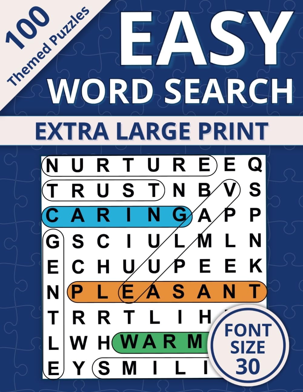 Extra Large Print Word Search Easy Word Find Book For Seniors U0026 Adults 100 Themed Puzzles With Very Big Letters Jumbo 30 Pt Font Size Anti Eye Letters 30 Font