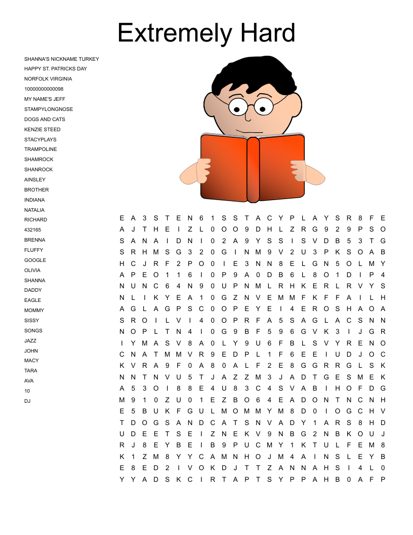 Word Searches Printable Free Difficult