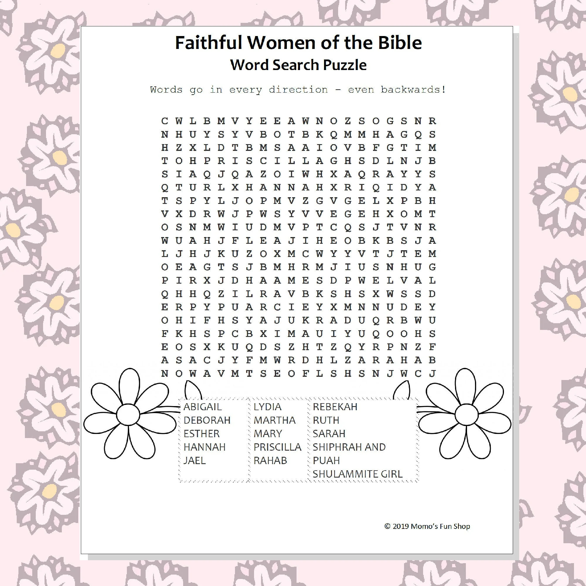 Faithful Women Of The Bible Word Search Puzzle JW Printables For Kids Family Worship Meeting Activity Sheet Instant Download PDF Etsy