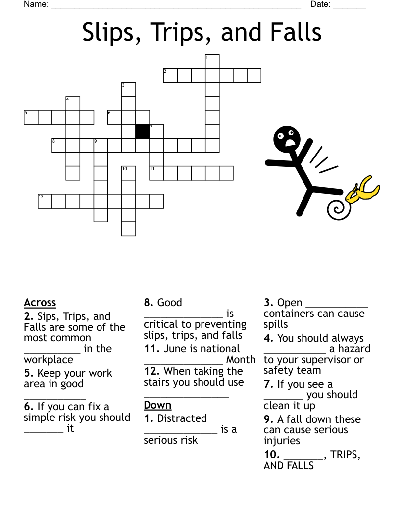 Free Fall Prevention Word Search Printable