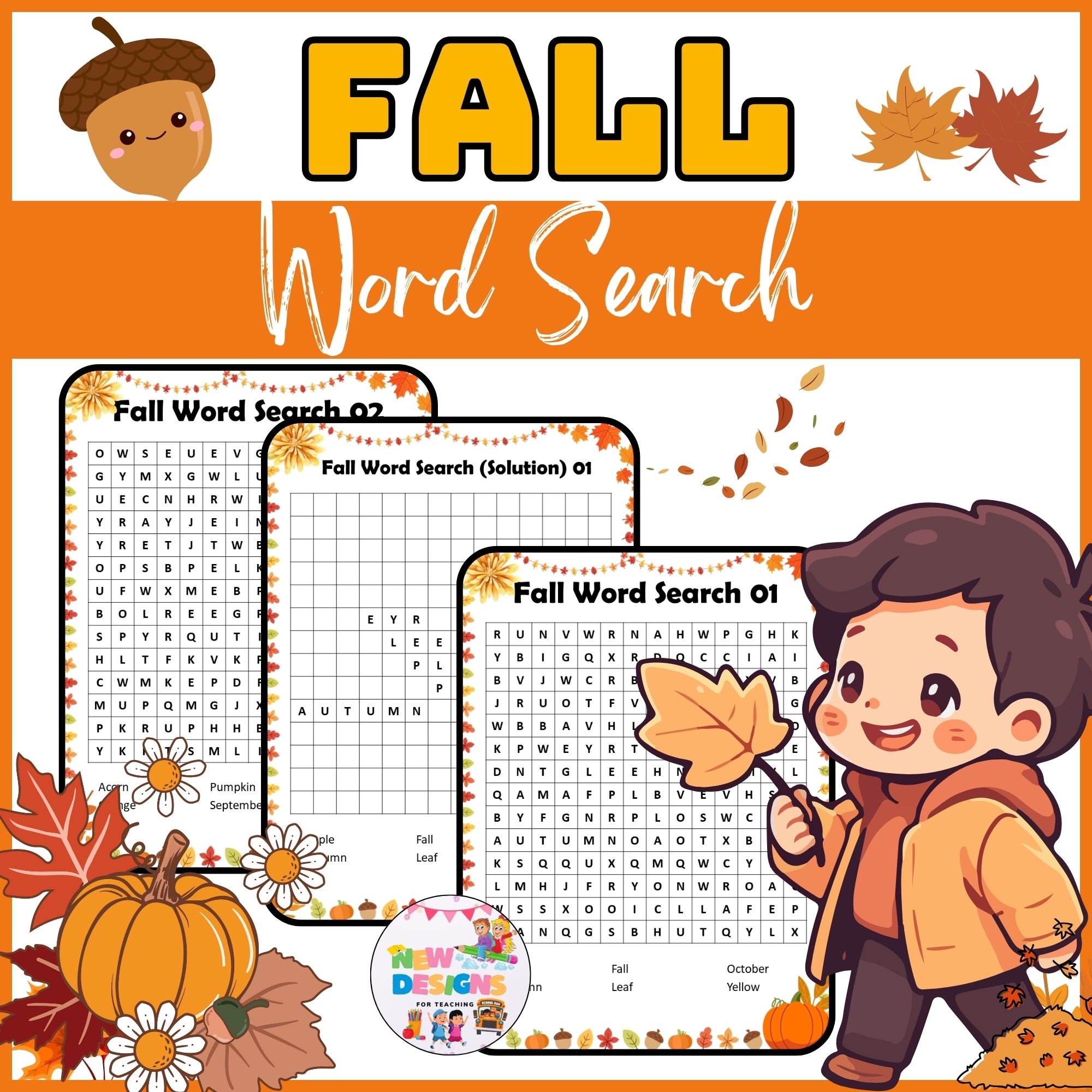 Printable Fall Word Search For Kids