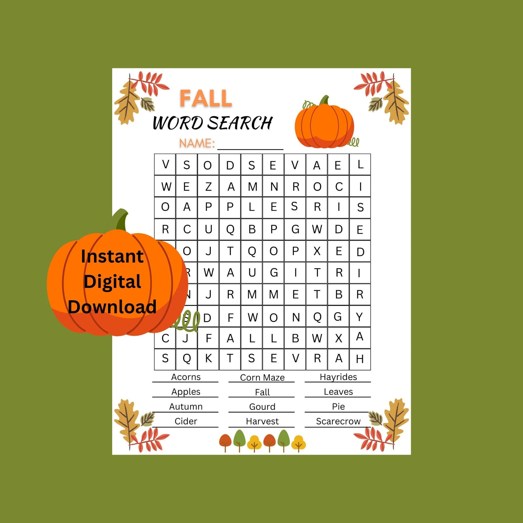 Fall Word Search Printable For Kids Fall Word Search Printable For Kids