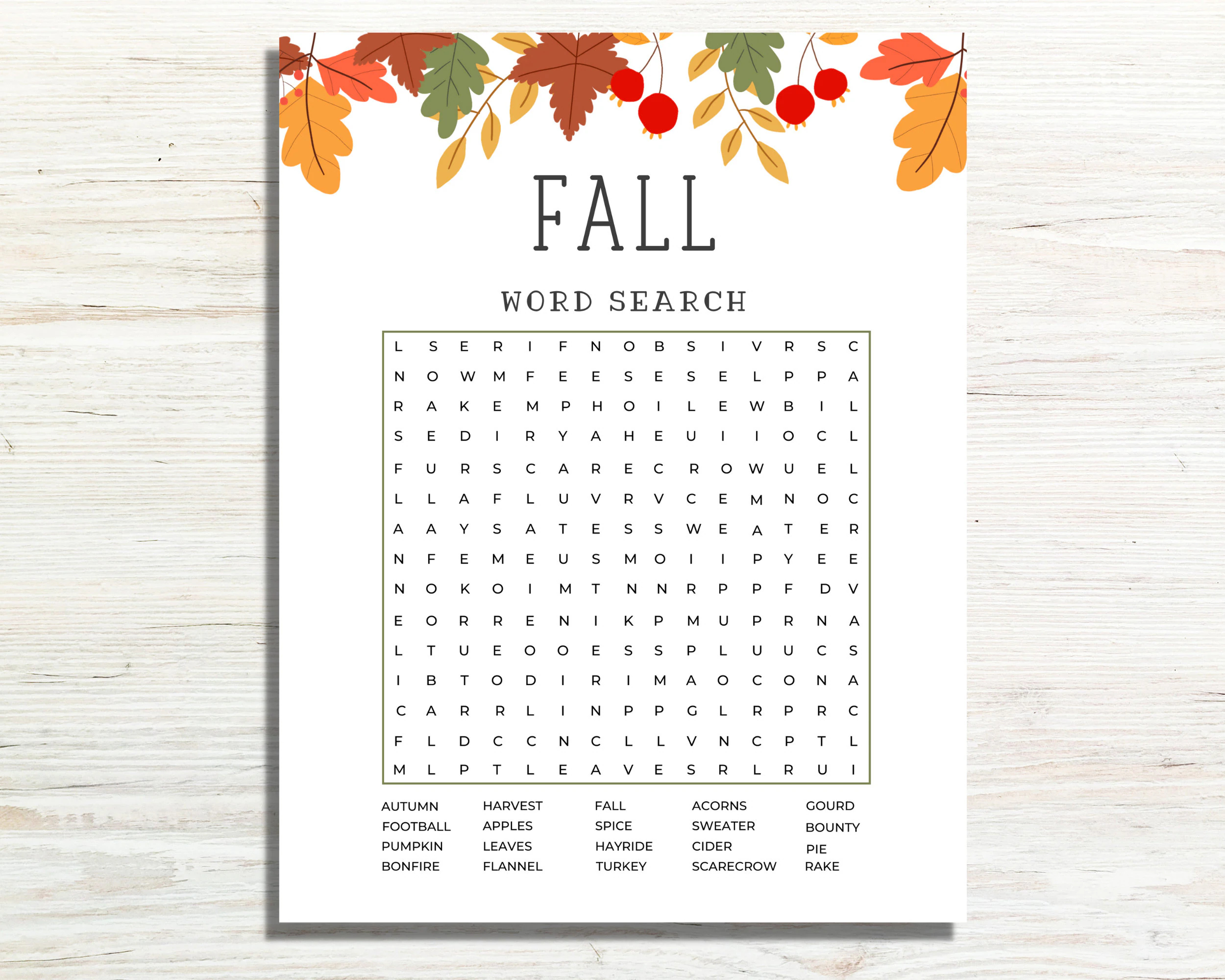 fall word search printable autumn word search printable fall game card fall activity for kids and adults classroom word find game etsy