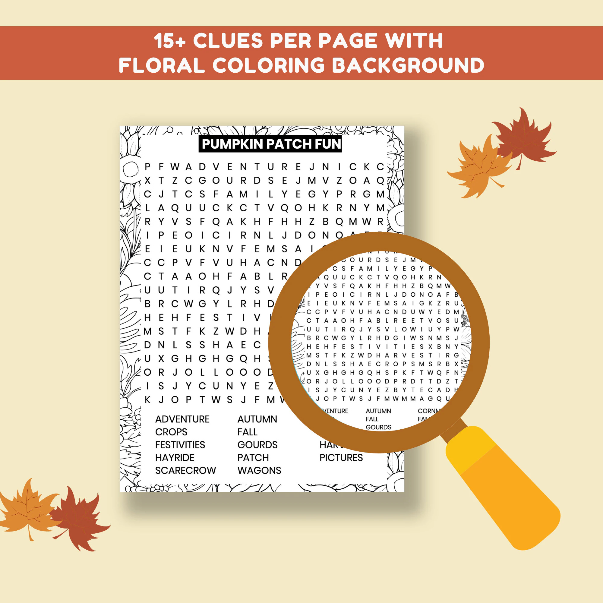 Fall Word Search Printable Large Print Autumn Puzzle For Adults Seniors Cozy Fall Activity Instant Download Brain Game PDF Etsy