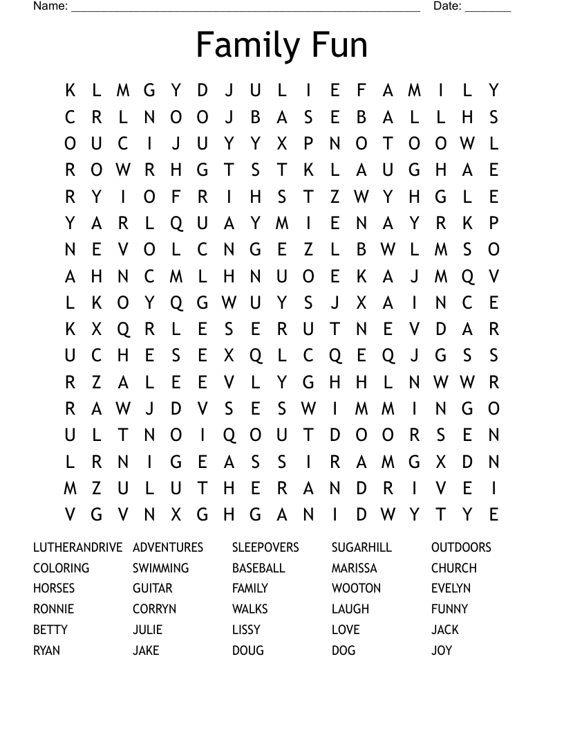 Family Fun Word Search WordMint