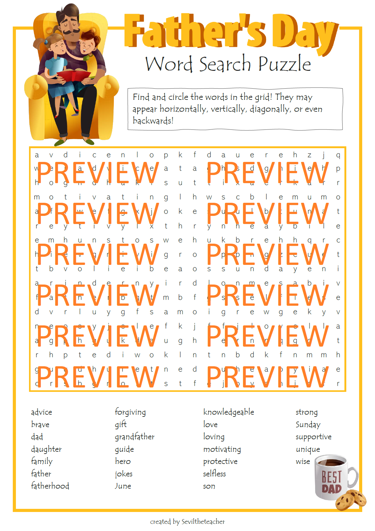 Father's Day Word Search Pdf