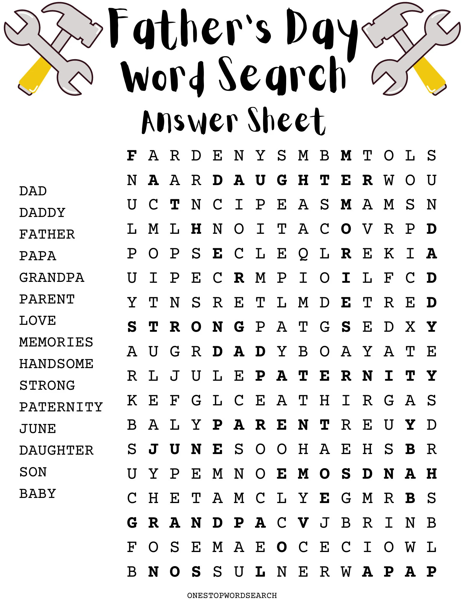 Biblical Father's Day Word Search