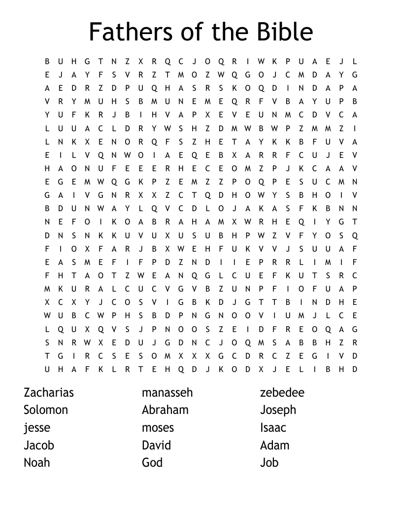 Fathers Of The Bible Word Search WordMint