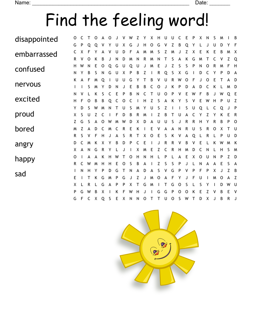 Find The Feeling Word Word Search WordMint