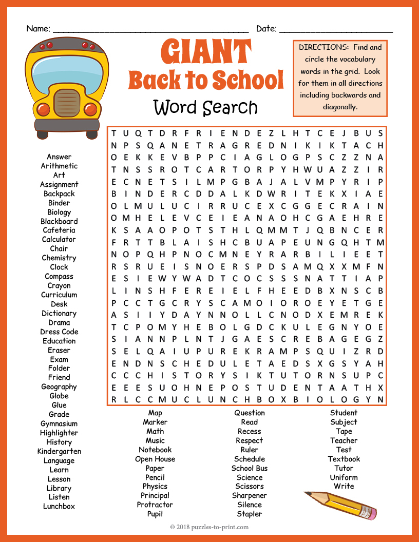 Free Printable Huge Word Search