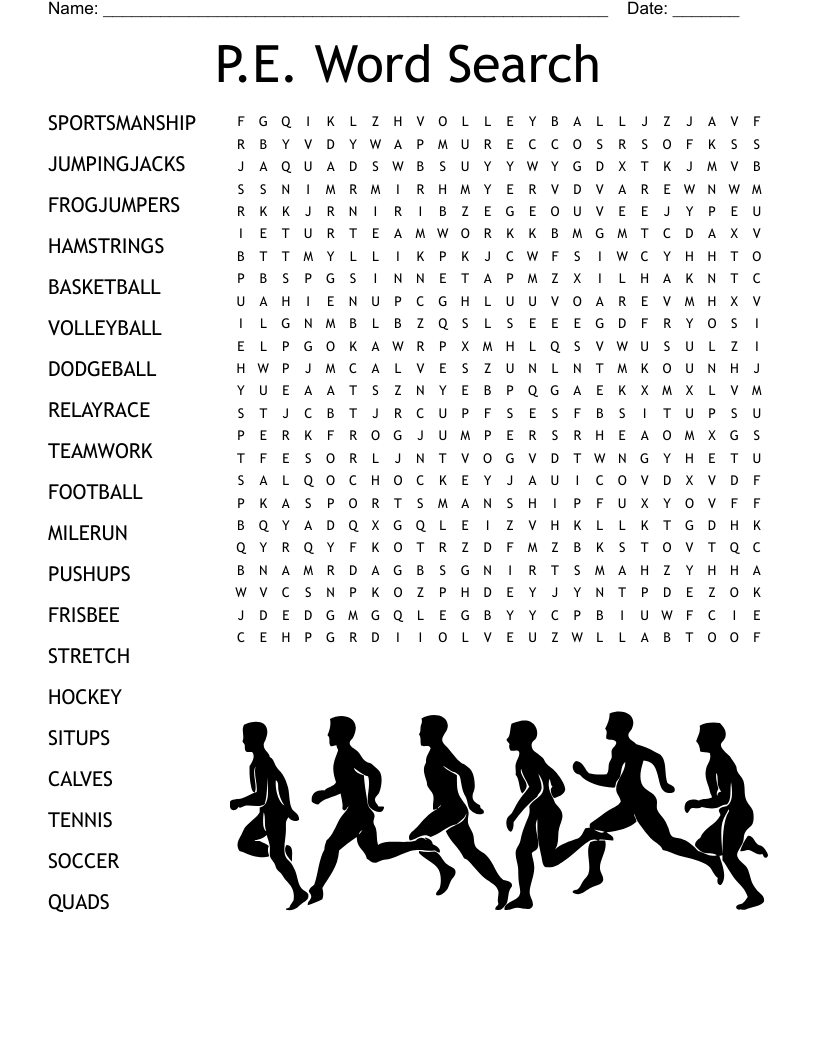 First Grade P E Word Search WordMint