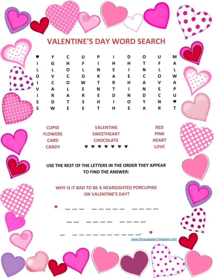 florassippi girl valentine s day word search free printable