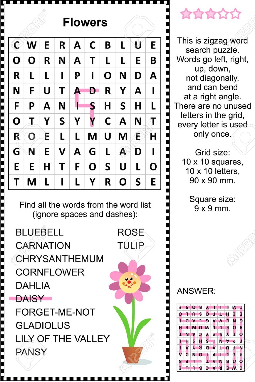 Flowers Themed Zigzag Word Search Puzzle suitable Both For Kids And Adults Answer Included Royalty Free SVG Cliparts Vectors And Stock Illustration Image 38008917 Flowers Themed Zigzag Word Search Puzzle suitable Both For Kids And Adults Answer Included Royalty Free SVG Cliparts Vectors And Stock Illustration Image 38008917
