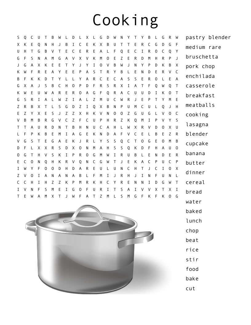 Food Network Word Search WordMint