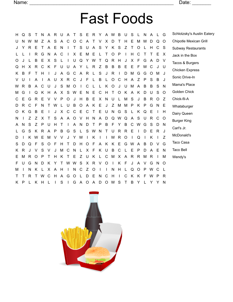 Food Word Search WordMint