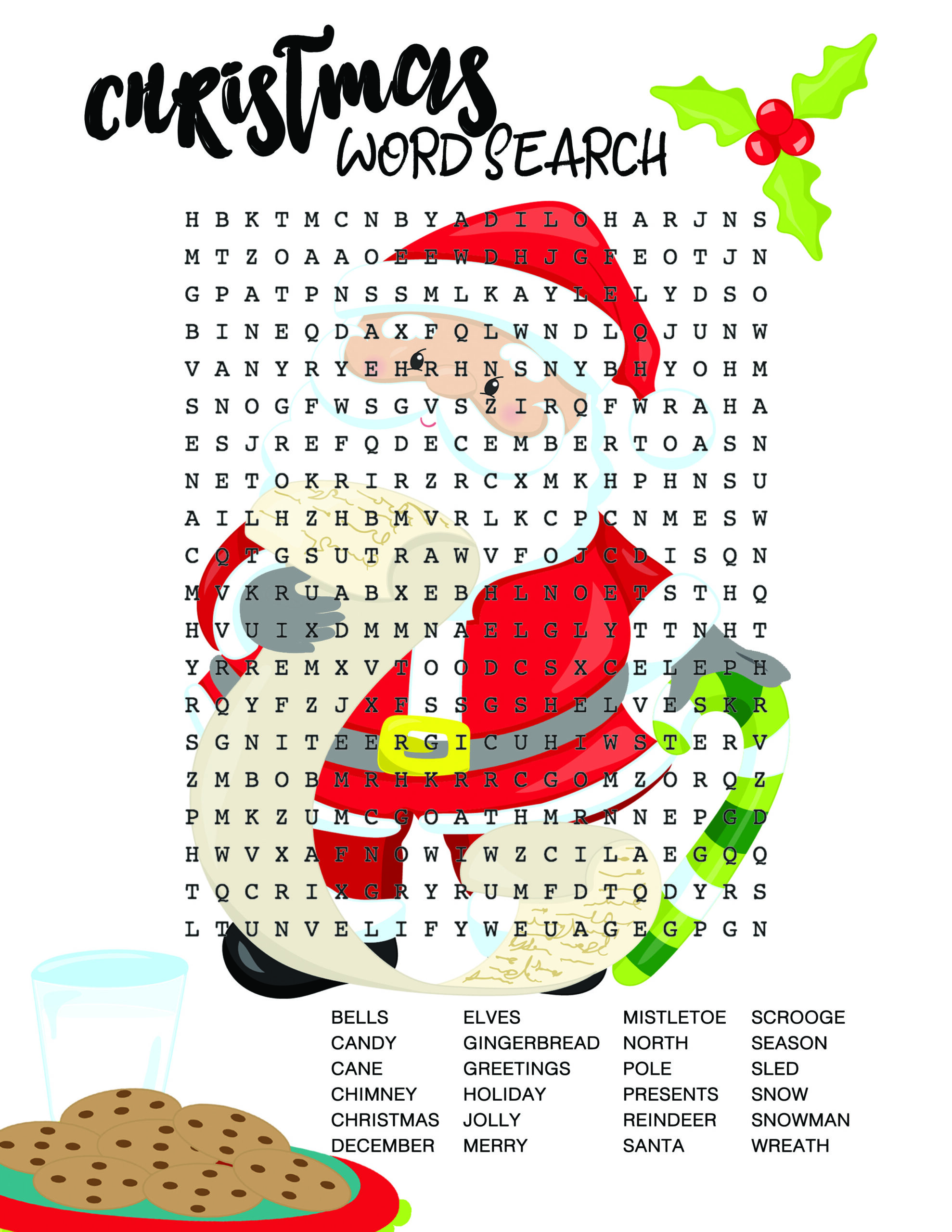 Word Search Christmas Printable Free