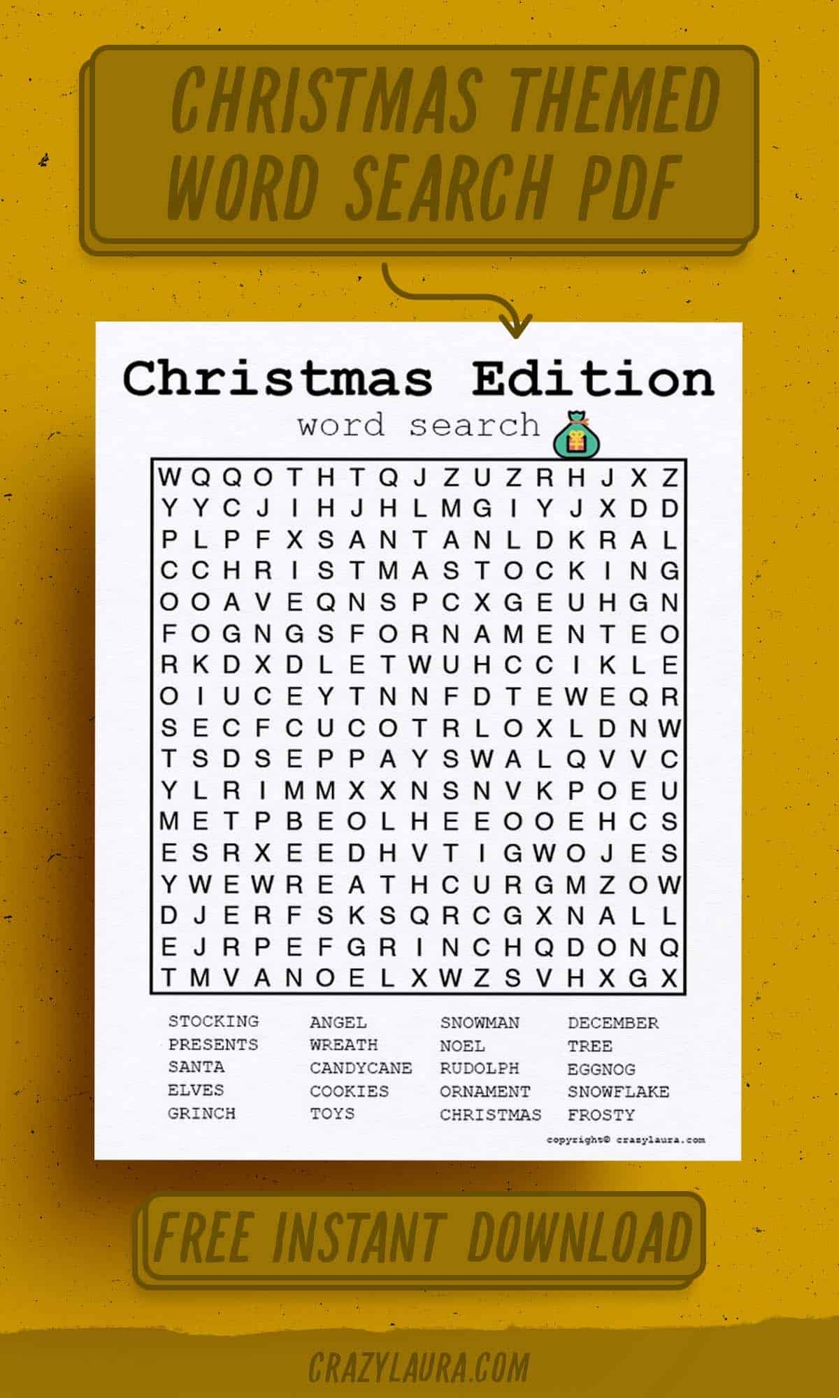 Free Christmas Word Search Printable PDF Game Sheets Crazy Laura Free Christmas Word Search Printable PDF Game Sheets Crazy Laura