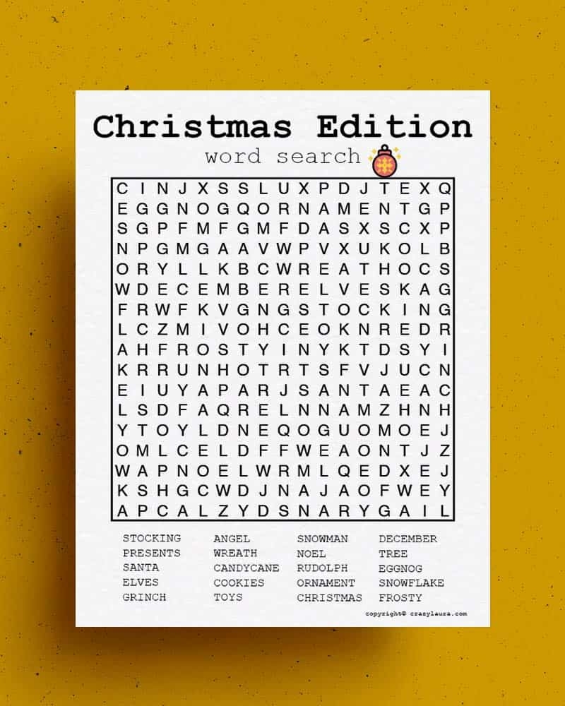 Free Christmas Word Searches Printable