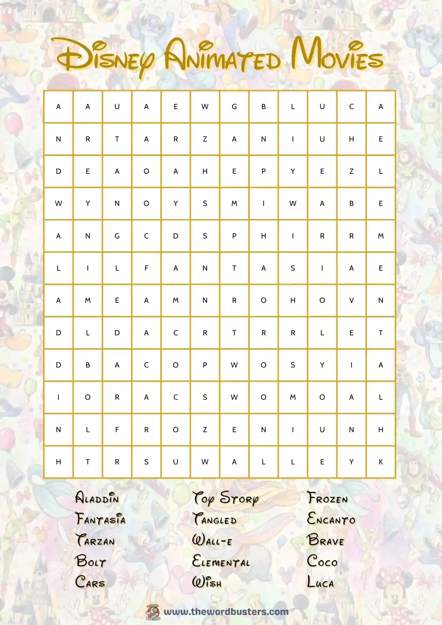  Free Disney Word Search Printables PDF