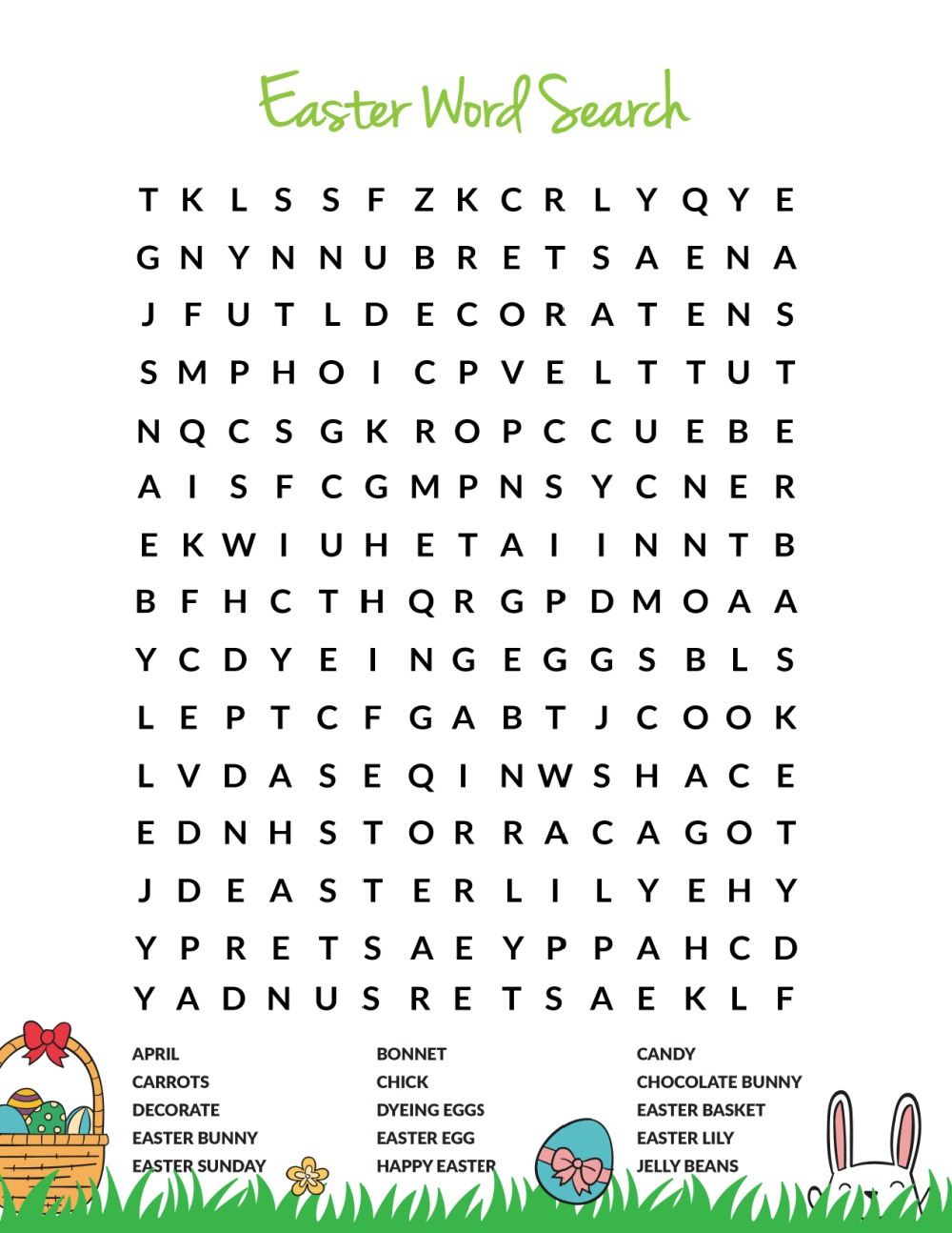 Easter Word Search Free Printable Pdf