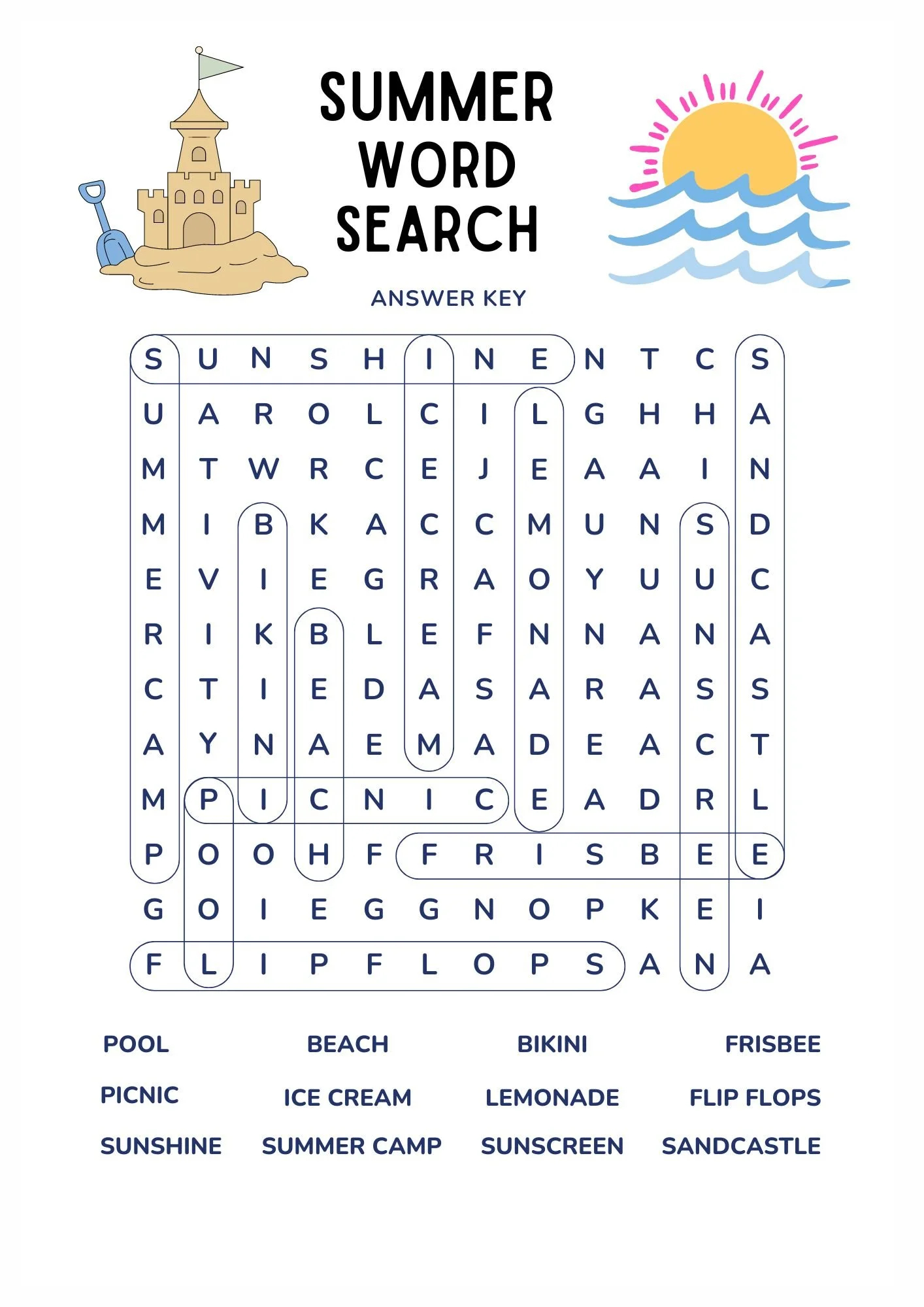 Free Fun And Easy Summer Word Search Printables For Kids Xoxoerinsmith