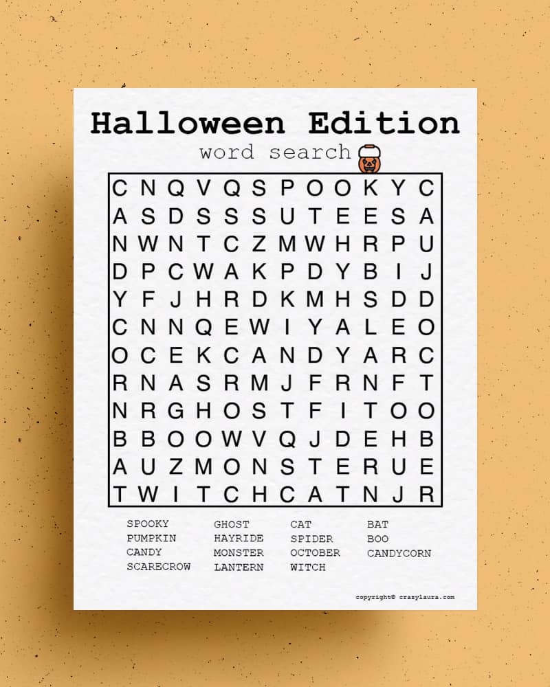 Word Search For Halloween Printable