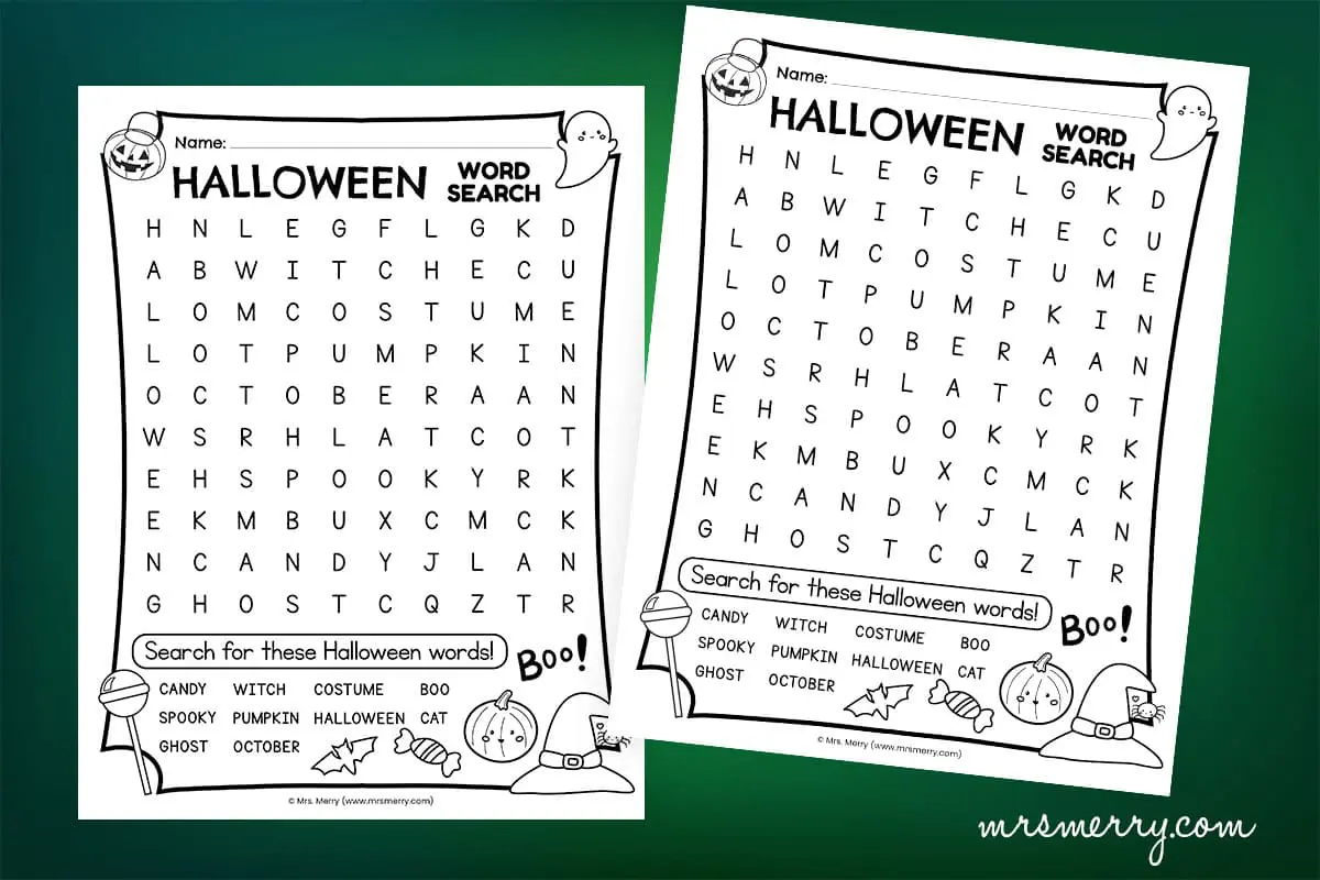 free halloween word search printable mrs merry