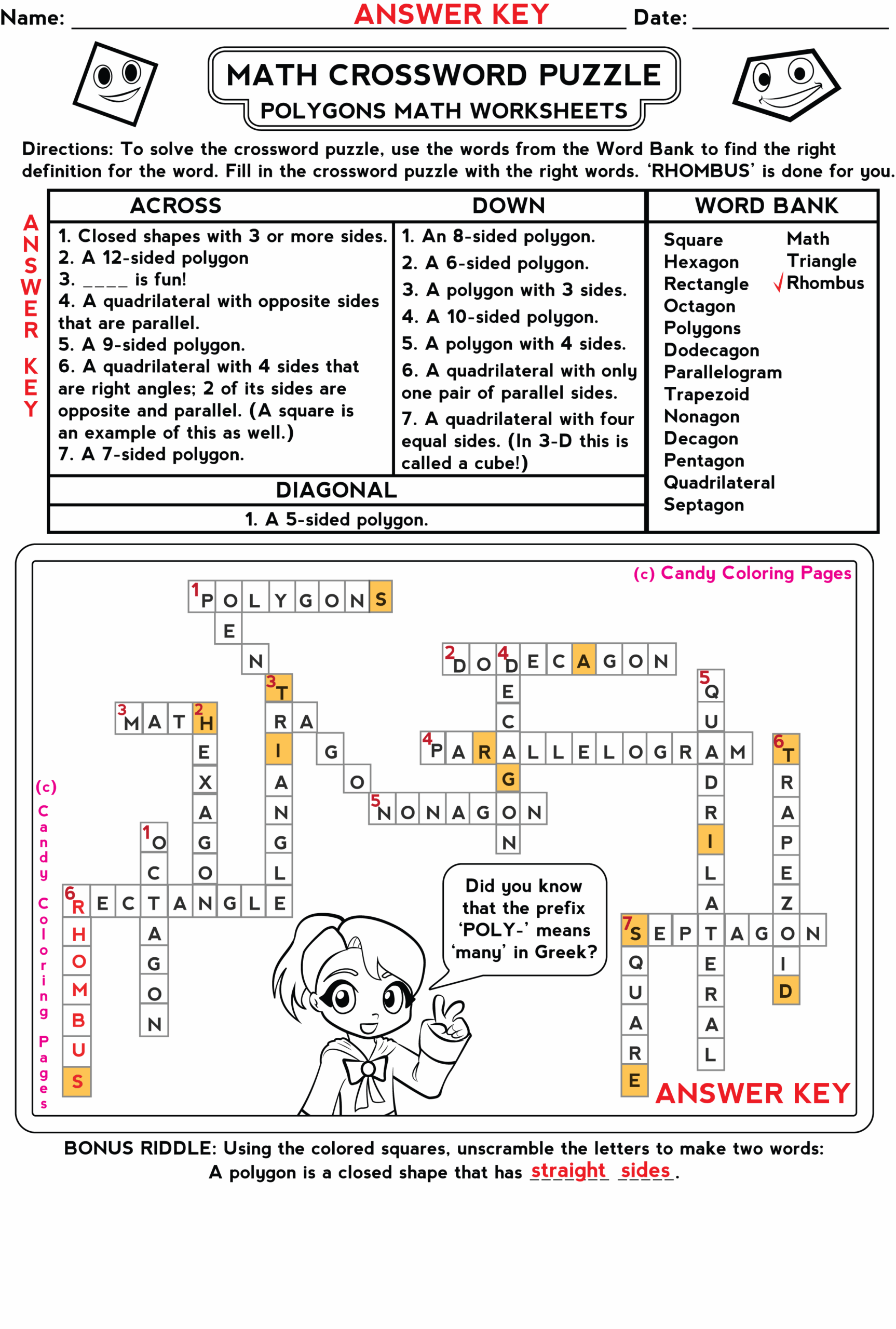 Free Math Games And Math Worksheets Free Crossword Puzzles Worksheets Library