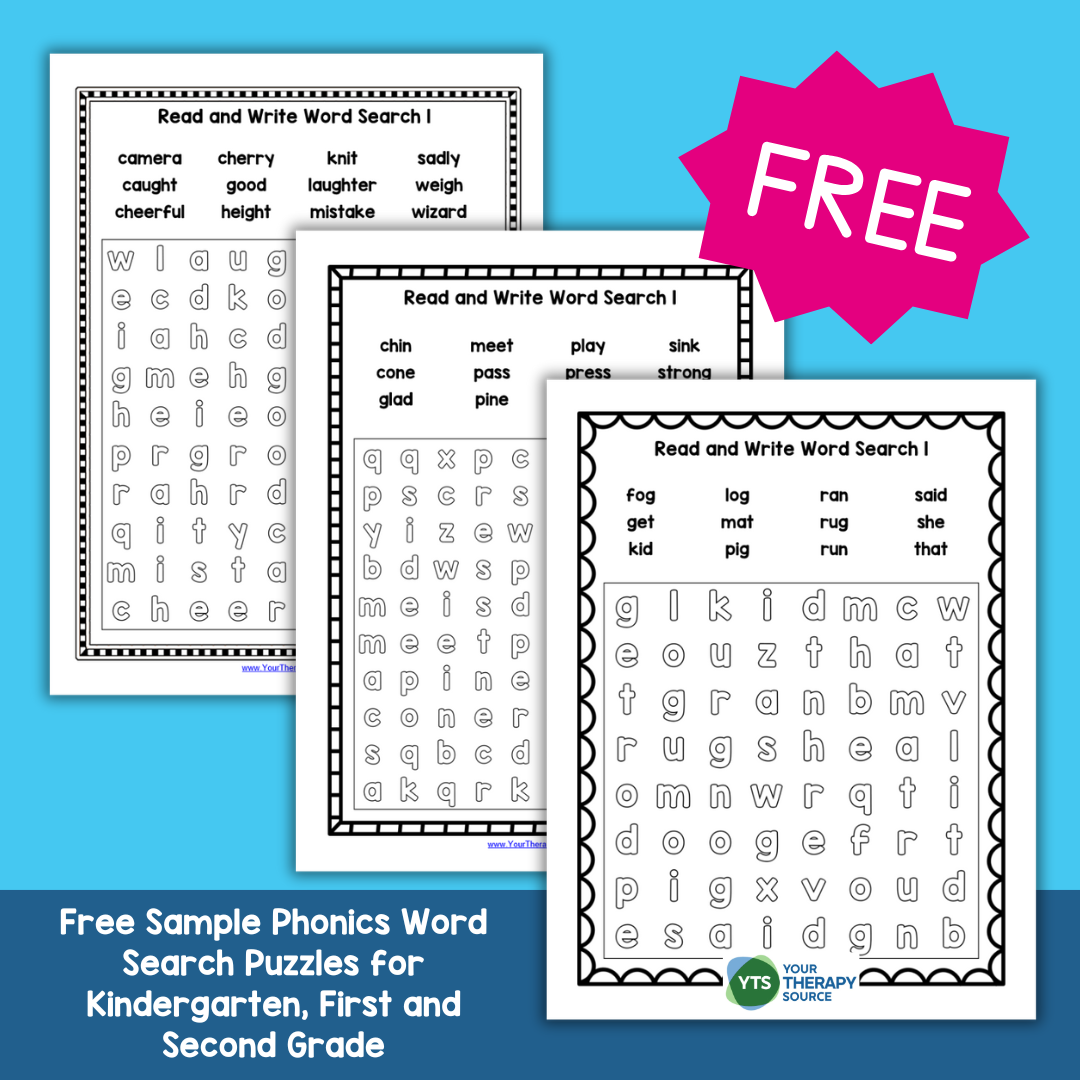 Kindergarten Free Word Search Printables
