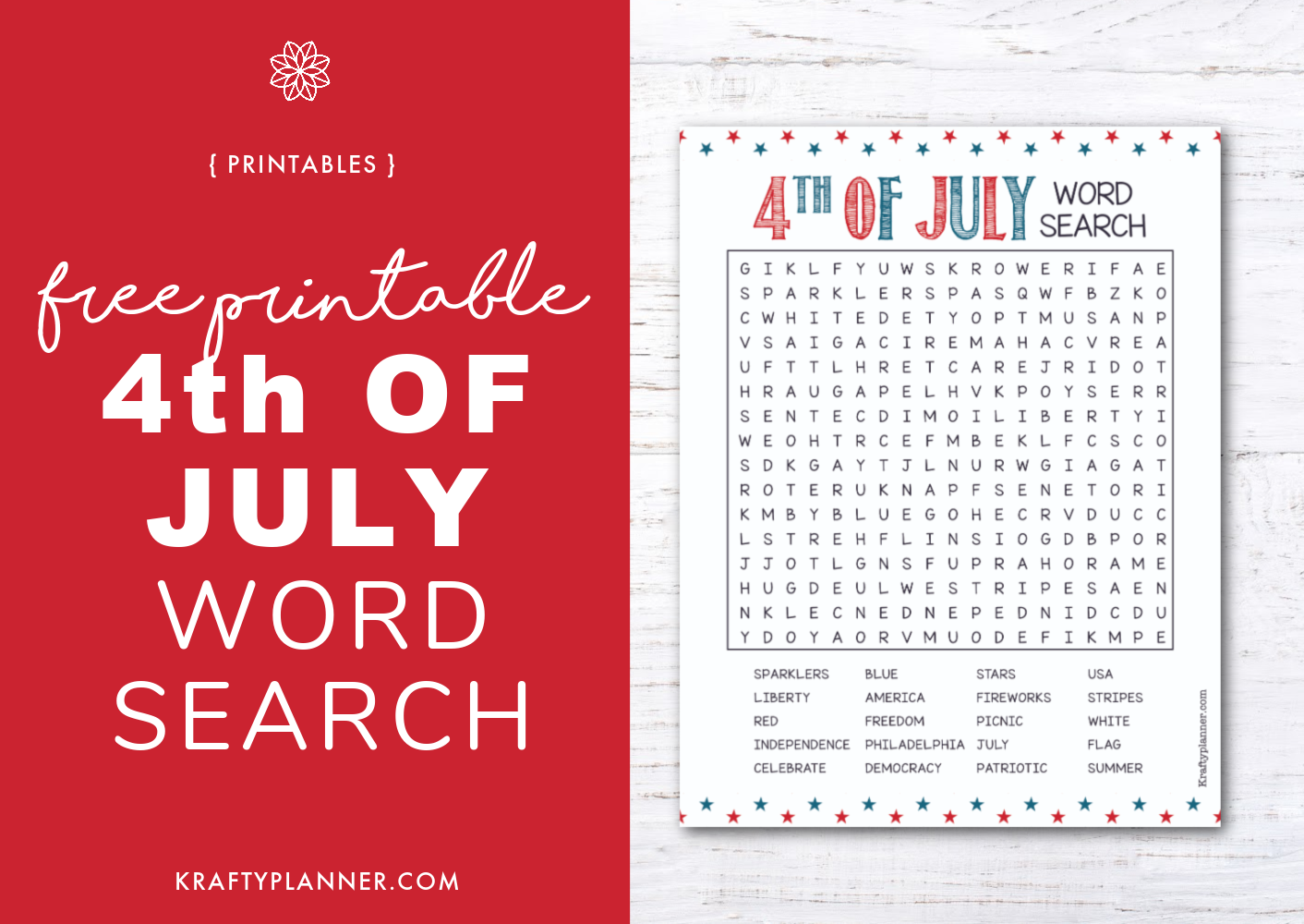 July Word Search Printable Fourth Of July
