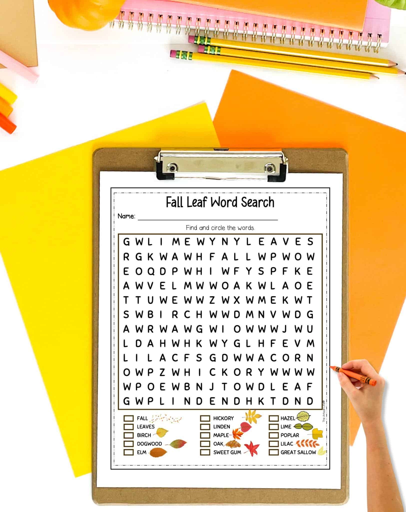 Free Printable Fall Leaf Word Search The Artisan Life