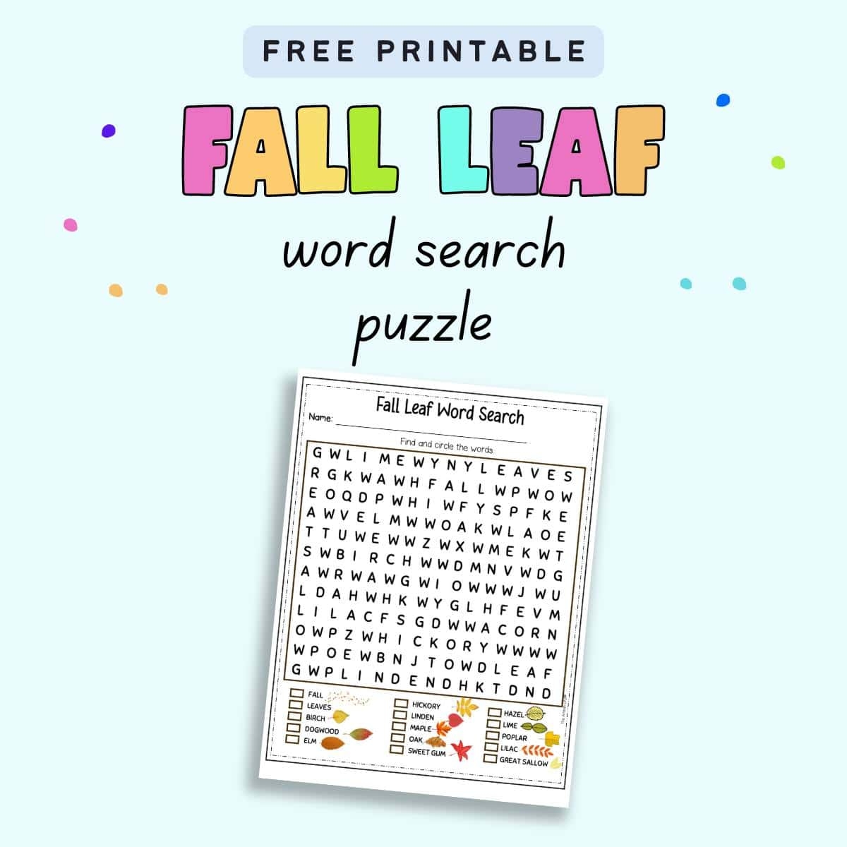 Free Printable Fall Leaf Word Search The Artisan Life
