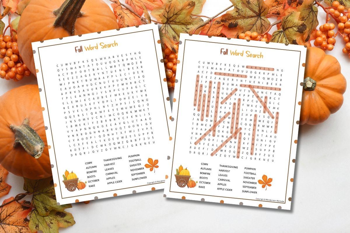 free printable fall word search with answer key free printable fall word search with answer key