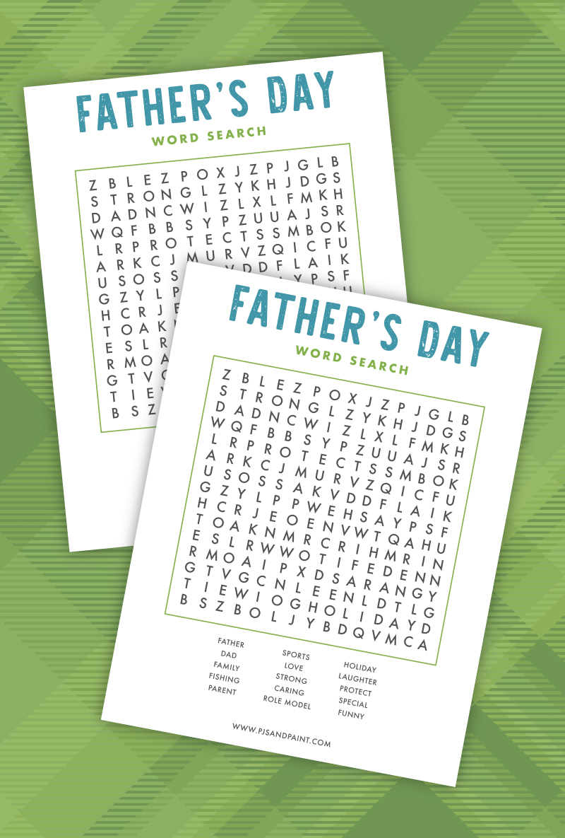 Free Printable Father s Day Word Search Pjs And Paint