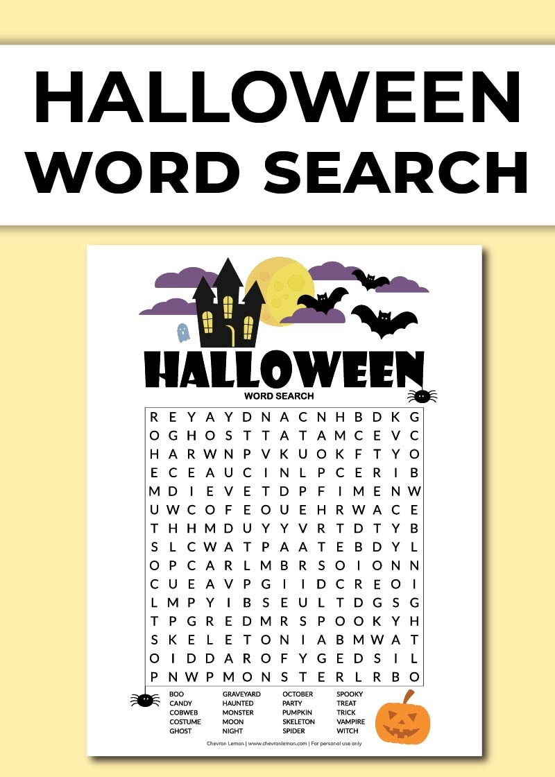 Free Printable Halloween Word Search Chevron Lemon Free Printable Halloween Word Search Chevron Lemon