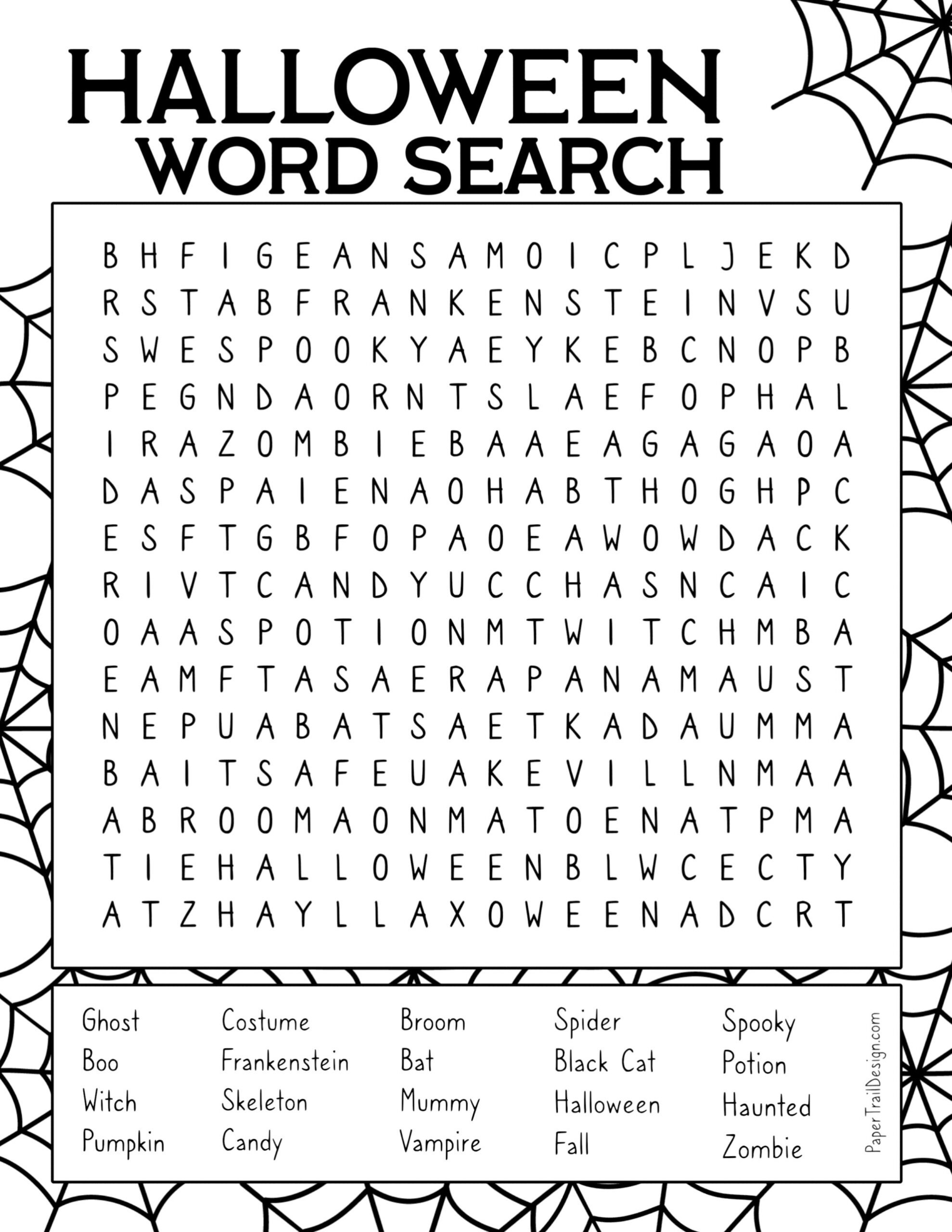 Free Printable Halloween Word Search Paper Trail Design 