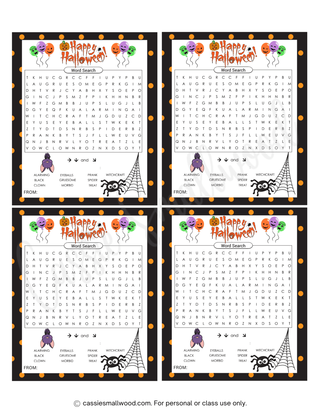FREE Printable Halloween Word Searches Cassie Smallwood