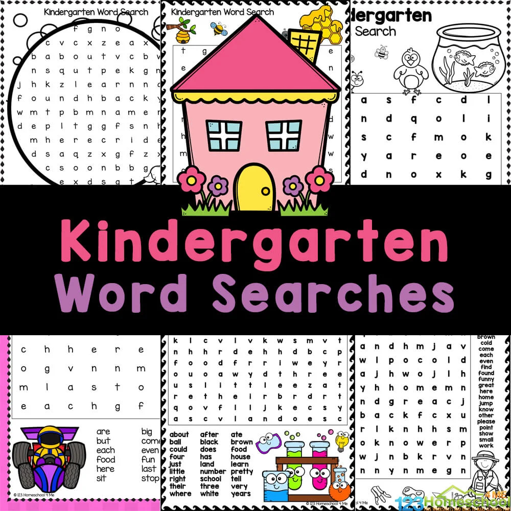 Kindergarten Word Search Puzzle Printable