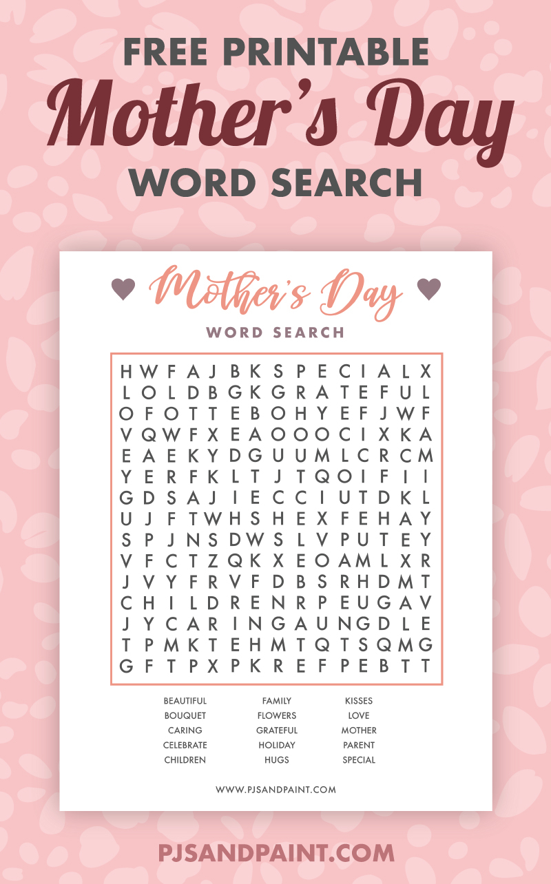 Free Printable Mother s Day Word Search Pjs And Paint