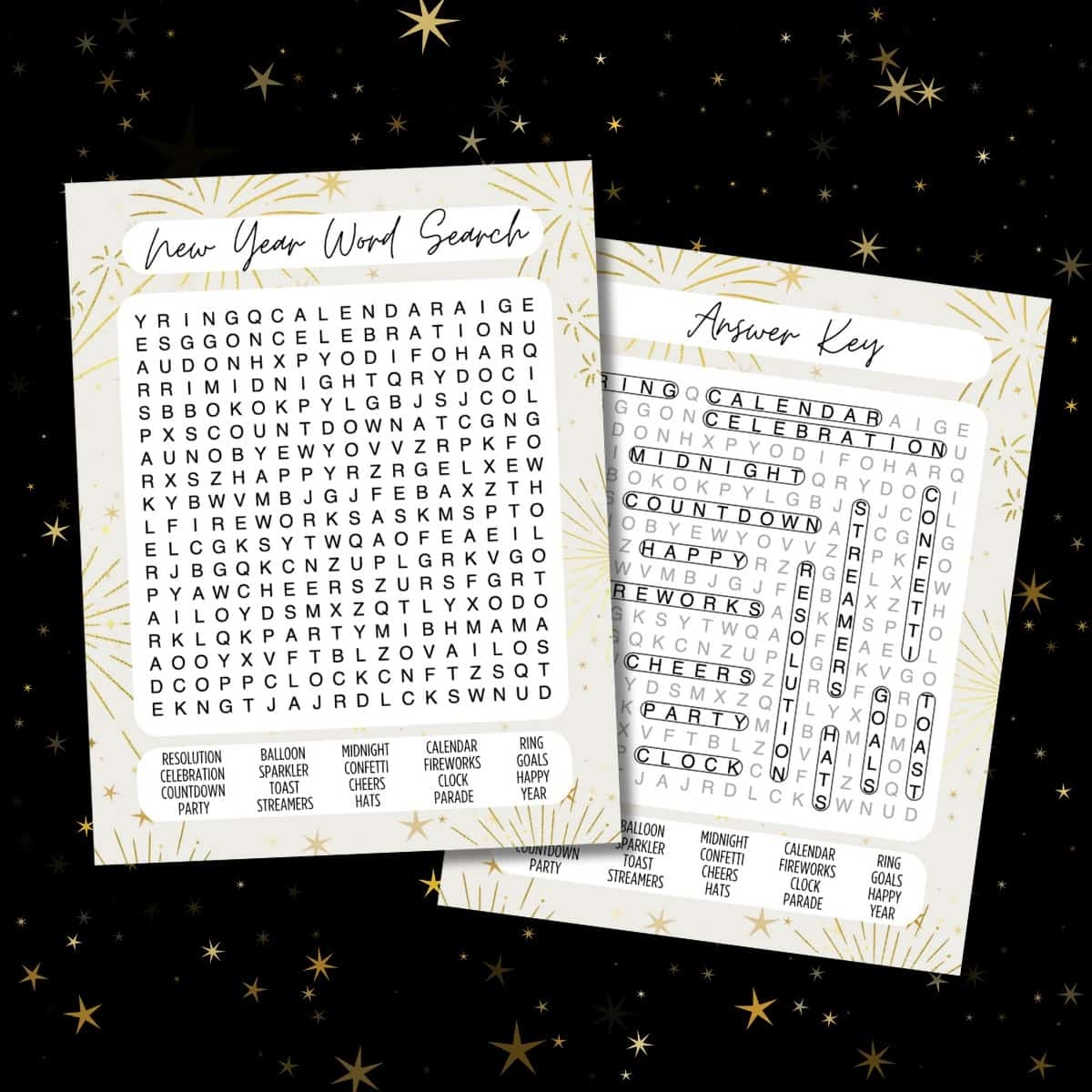 New Year's Resolution Word Search Printable