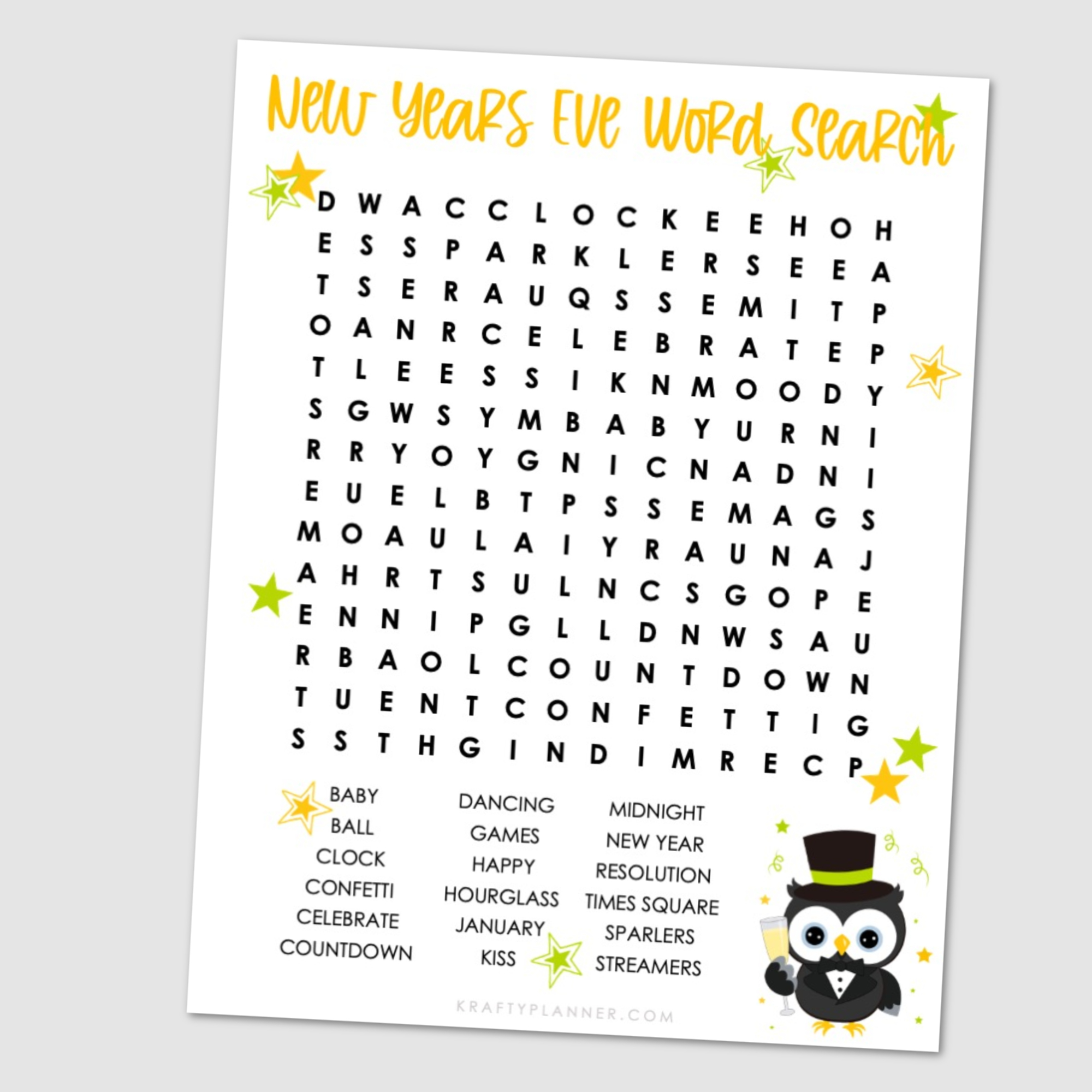 Free Printable New Years Eve Word Search Krafty Planner 