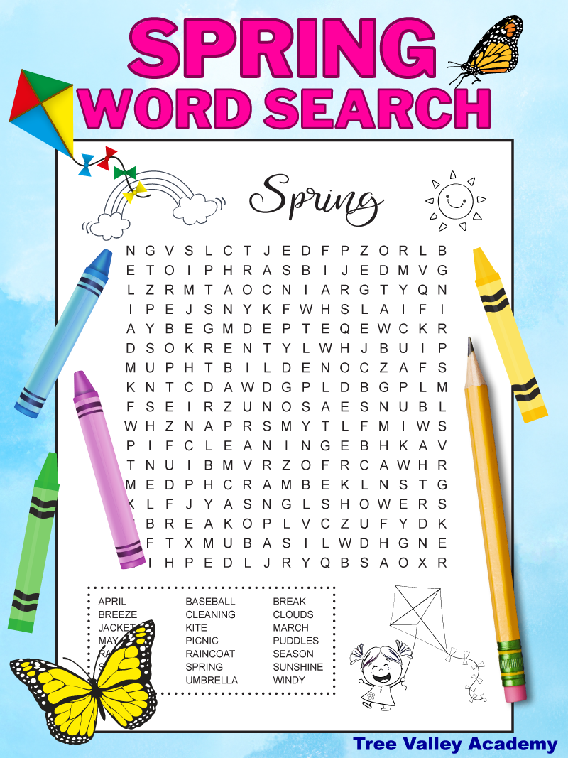 Spring Break Word Search Crossword Puzzle