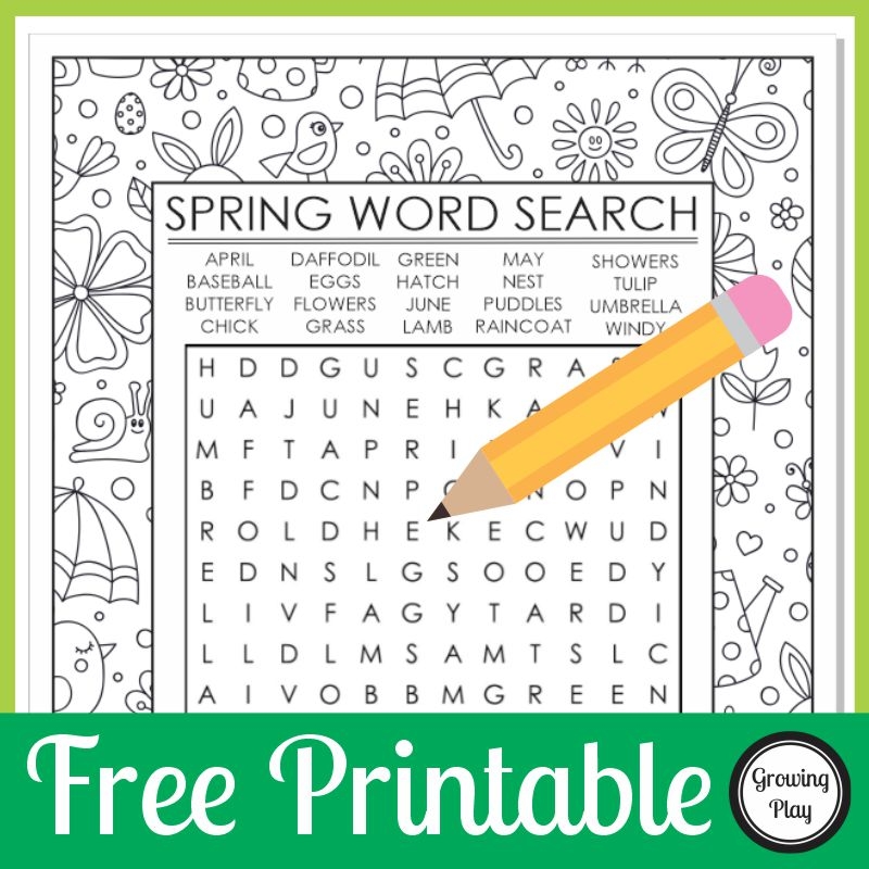 Free Printable Spring Word Search Growing Play