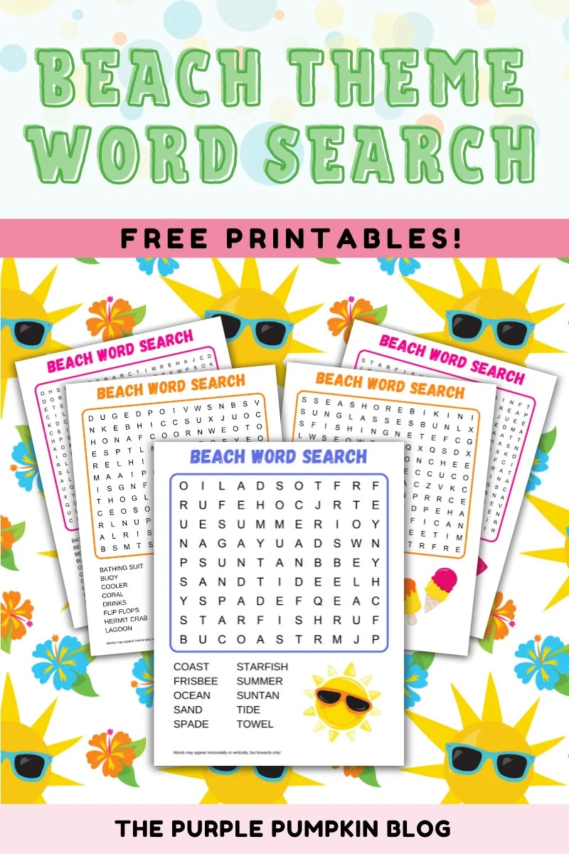 free printable summer beach word search fun word puzzle for kids