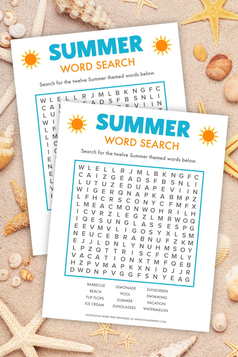 Summer Word Searches Printable